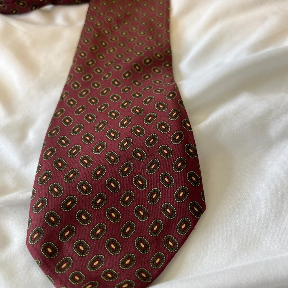 Vintage Burberry motif tie burgundy - Picture 7 of 8